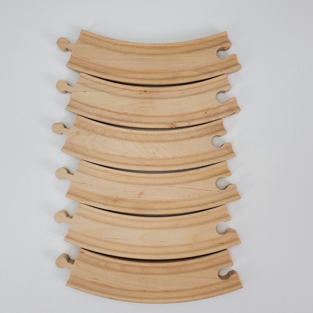 6 Piece Wooden Curved Train Track Set Replacement Parts for Brio Thomas 6.5 Inch